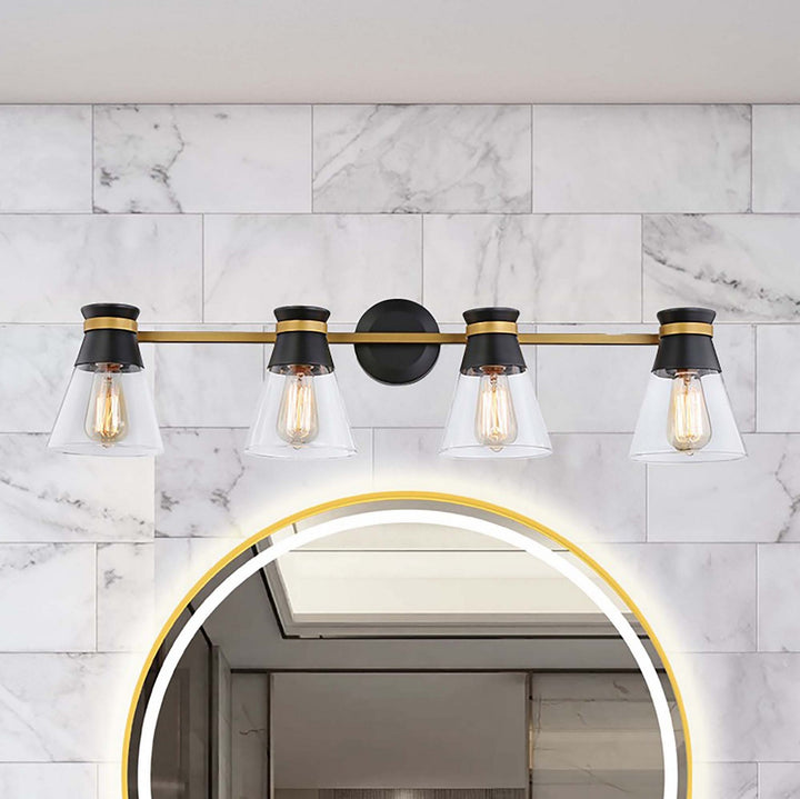 Artcraft Canada - AC11804BB - Four Light Vanity - Kanata - Black & Brushed Brass