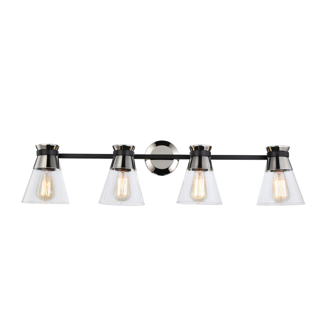 Kanata Four Light Vanity in Black & Polished Nickel - available from The Lighting Shoppe, trusted by Canadian homeowners
