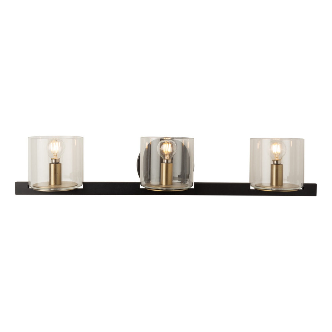 Salinas Three Light Vanity in Black and Brass - available from The Lighting Shoppe, trusted by Canadian homeowners