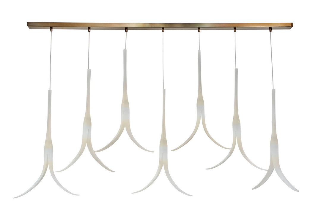 Featherly Seven Light Island Pendant in Gold - available from The Lighting Shoppe, trusted by Canadian homeowners