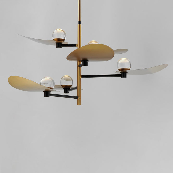 ET2 - E24075-BKNAB - LED Chandelier - Pearl - Black / Natural Aged Brass