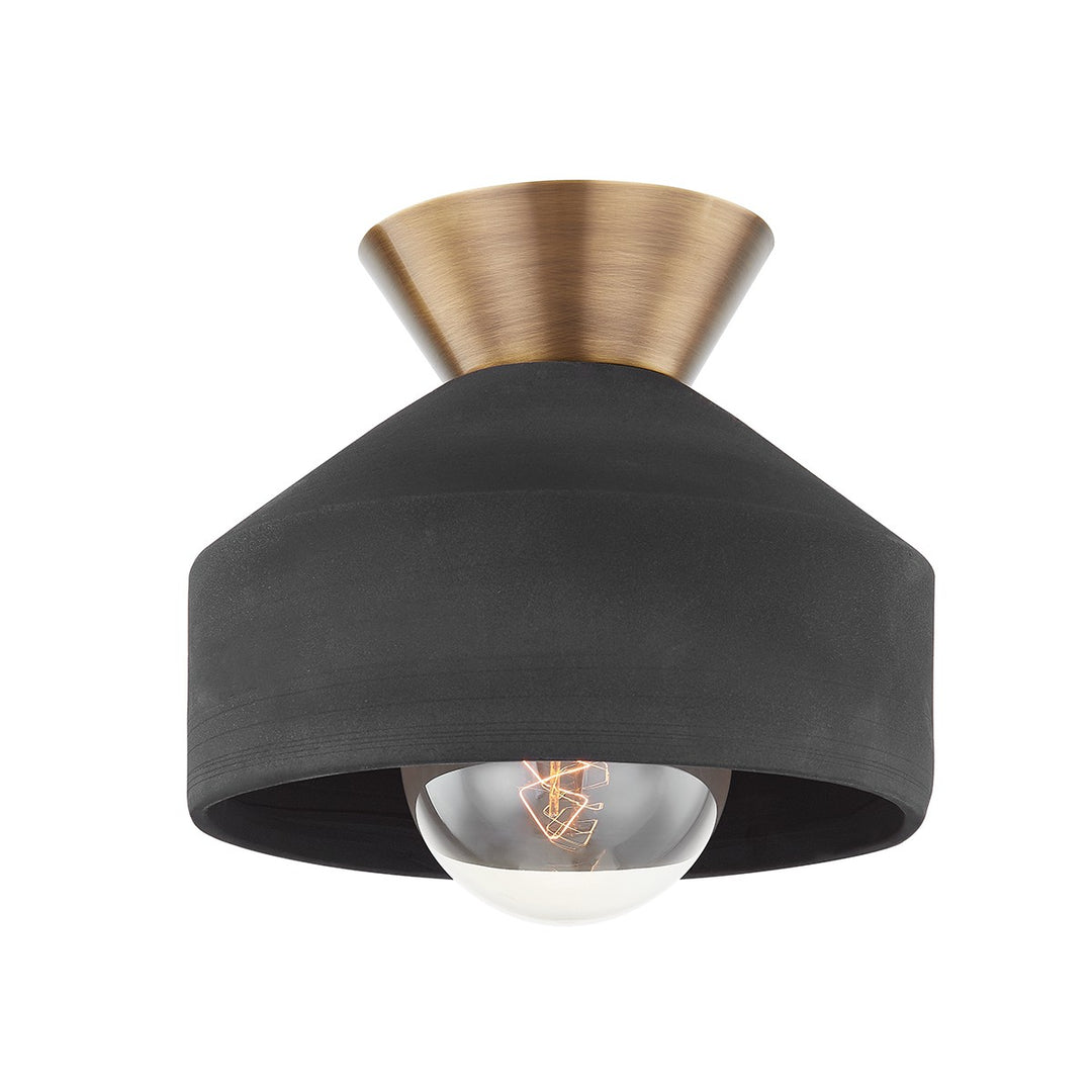 Covina One Light Flush Mount in Patina Brass - available from The Lighting Shoppe, trusted by Canadian homeowners