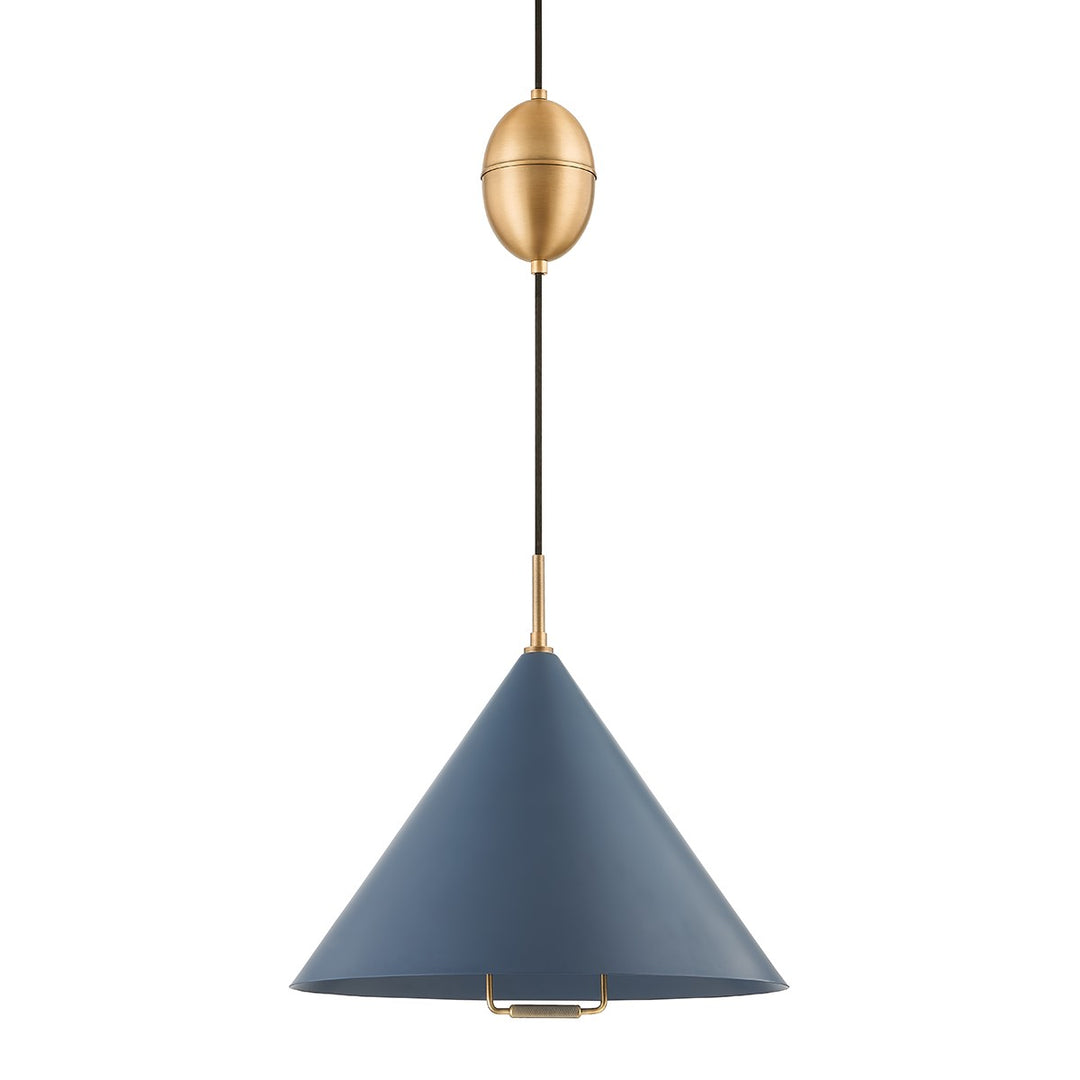 Fontana One Light Pendant in Patina Brass/Slate Blue - available from The Lighting Shoppe, trusted by Canadian homeowners