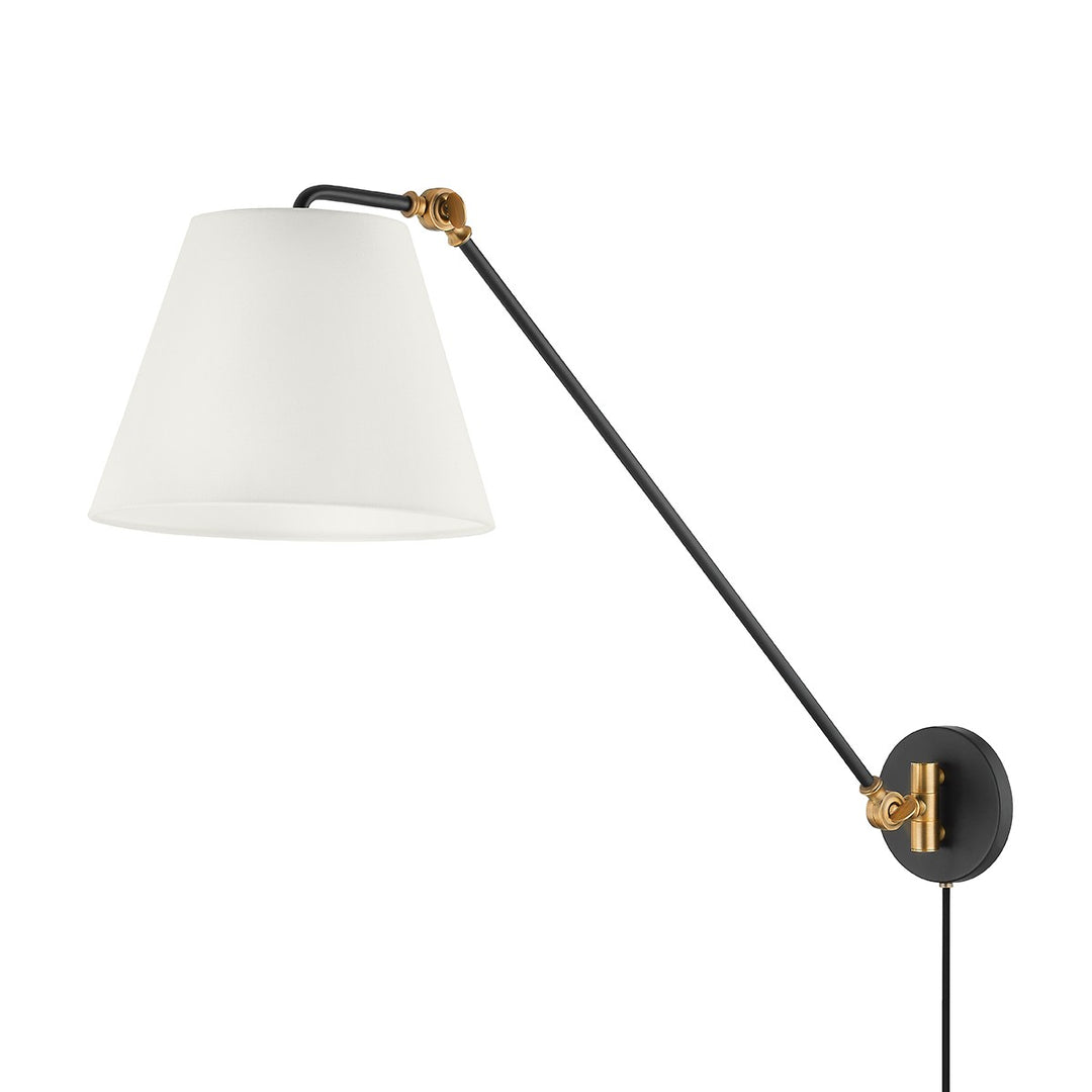 Navin One Light Wall Sconce in Patina Brass/Textured Black - available from The Lighting Shoppe, trusted by Canadian homeowners