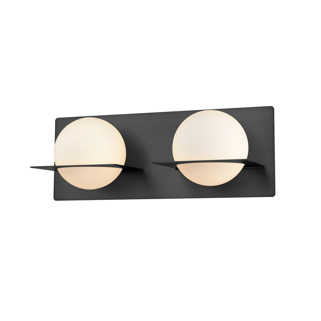 IO Two Light Vanity in Ebony w/Half Opal Glass - available from The Lighting Shoppe, trusted by Canadian homeowners