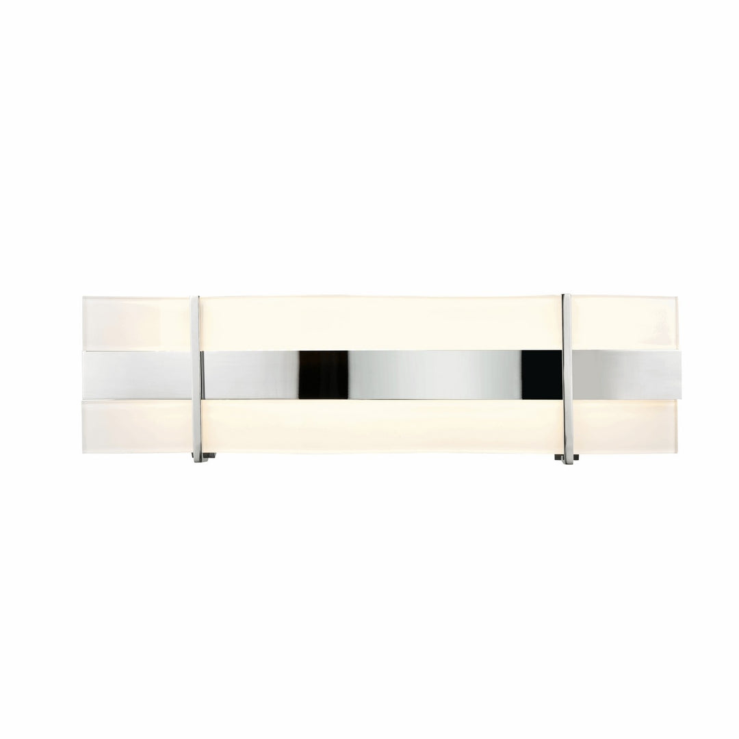 Tides Cct LED Vanity in Chrome w/Silk Screened White Glass - available from The Lighting Shoppe, trusted by Canadian homeowners