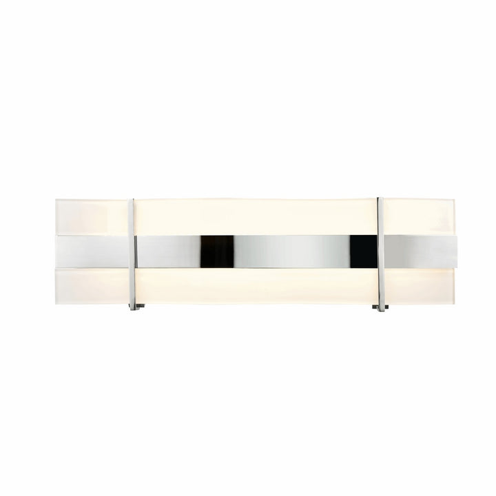 Tides Cct LED Vanity in Chrome w/Silk Screened White Glass - available from The Lighting Shoppe, trusted by Canadian homeowners