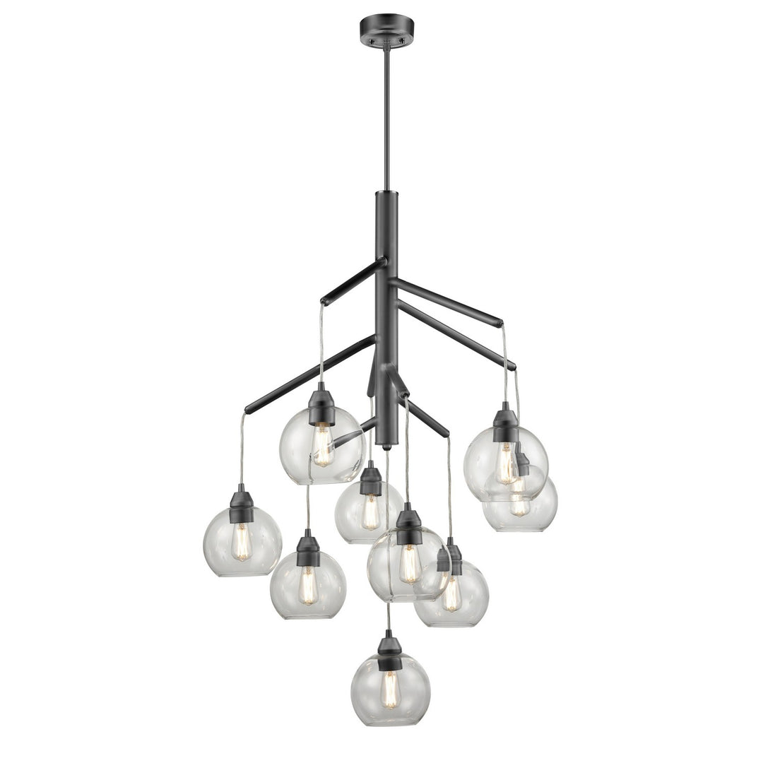 Andromeda Nine Light Foyer Pendant in Graphite With Clear Glass - available from The Lighting Shoppe, trusted by Canadian homeowners