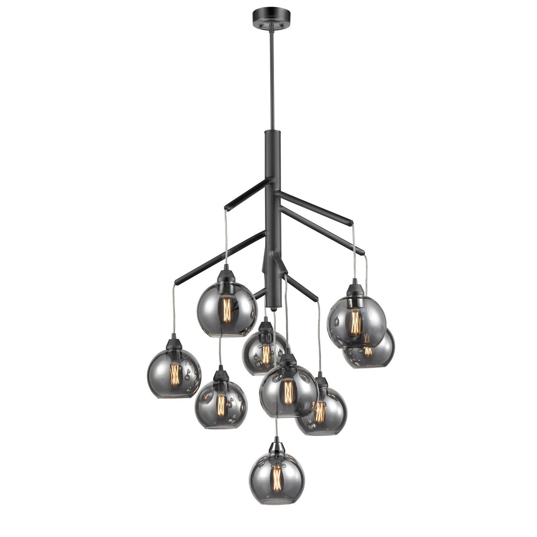 Andromeda Nine Light Foyer Pendant in Graphite With Smoke Glass - available from The Lighting Shoppe, trusted by Canadian homeowners