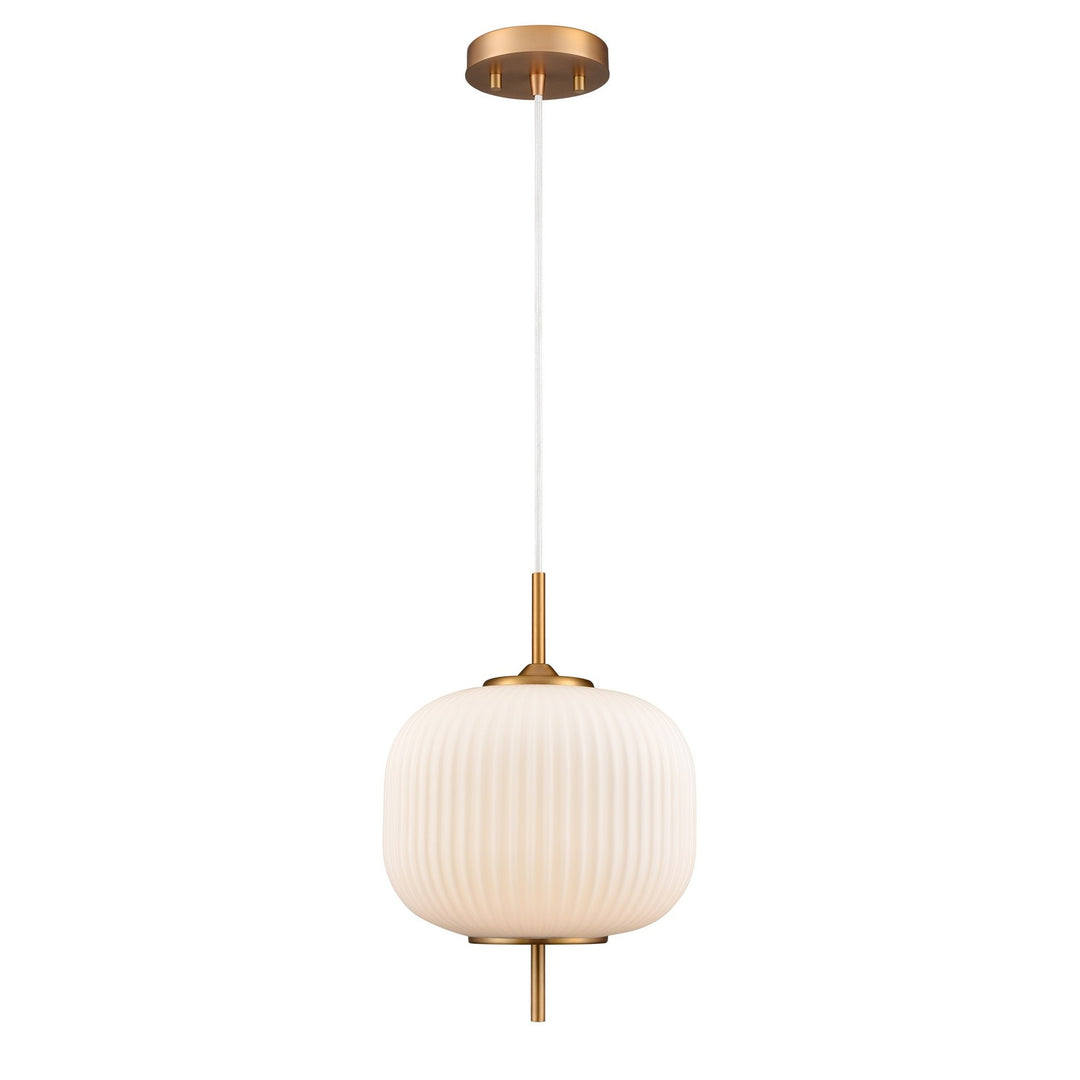 Mount Pearl One Light Pendant in Brass w/Ribbed Opal Glass - available from The Lighting Shoppe, trusted by Canadian homeowners