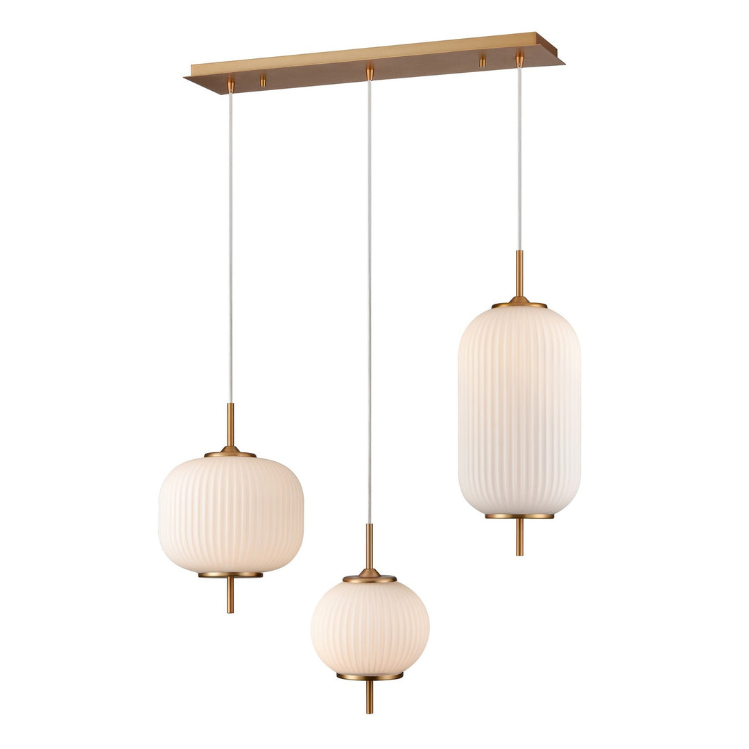 DVI Canada - DVP40053BR-RIO - Three Light Linear - Mount Pearl - Brass w/Ribbed Opal Glass