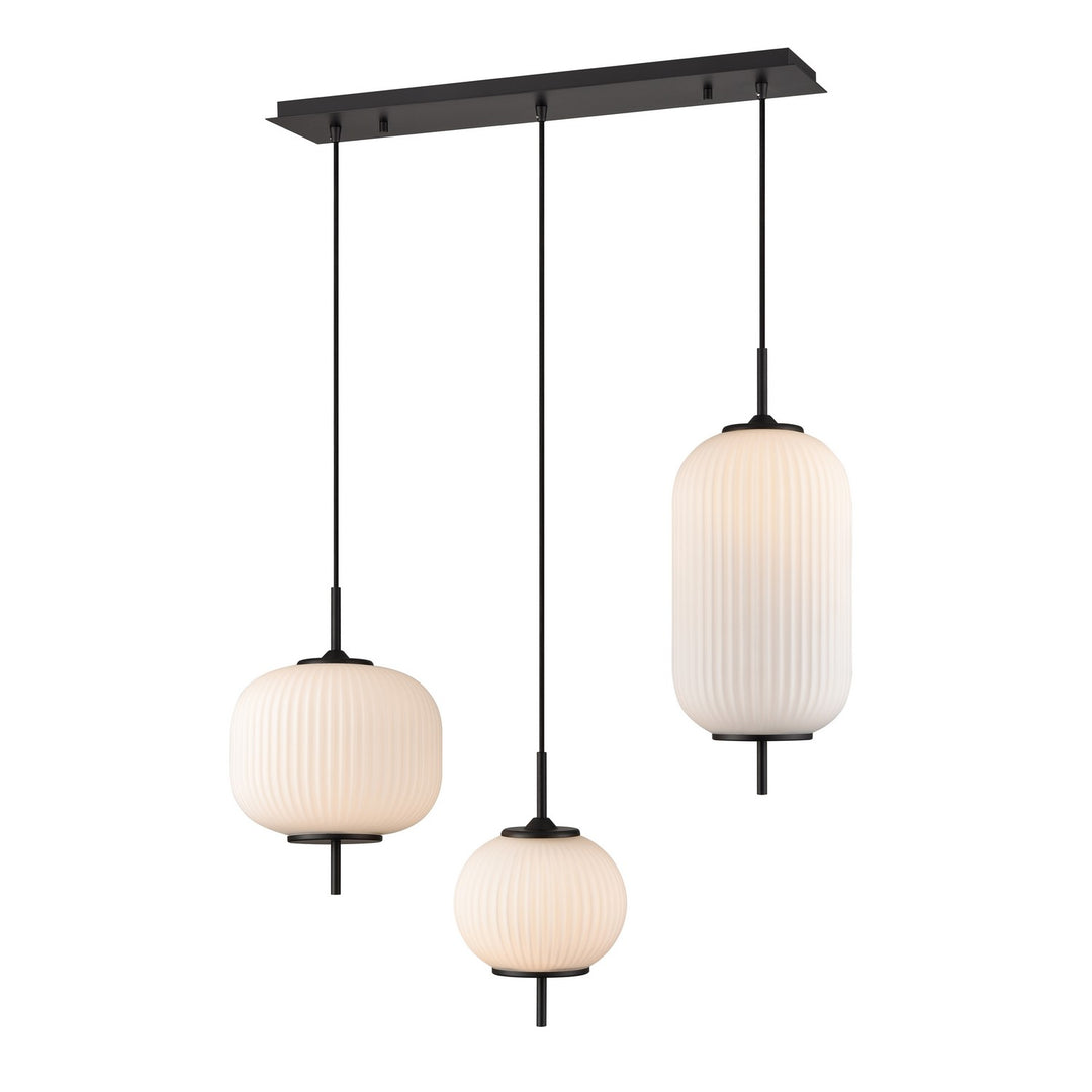 Mount Pearl Three Light Linear in Graphite w/Ribbed Opal Glass - available from The Lighting Shoppe, trusted by Canadian homeowners