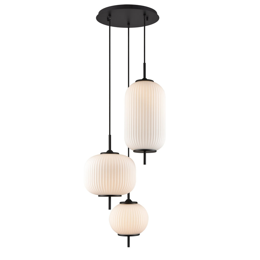 DVI Canada - DVP40057GR-RIO - Three Light Pendant - Mount Pearl - Graphite w/Ribbed Opal Glass