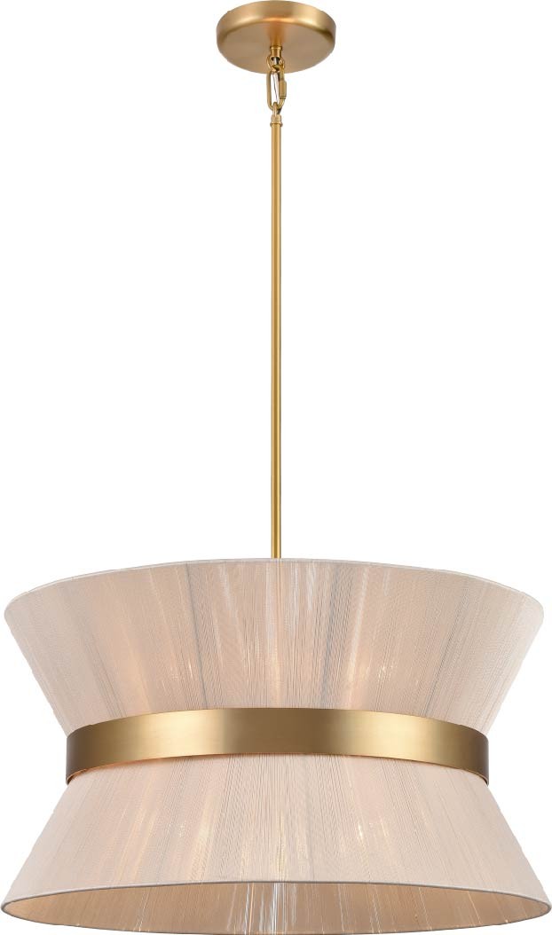 DVI Canada - DVP43605BR-OAT - Six Light Pendant - Ellesmere - Brass w/Oat Shade
