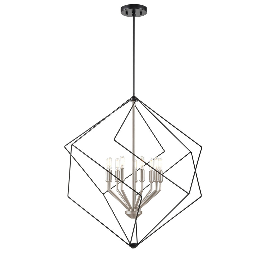 Ashoona Nine Light Foyer Pendant in Buffed Nickel And Ebony - available from The Lighting Shoppe, trusted by Canadian homeowners