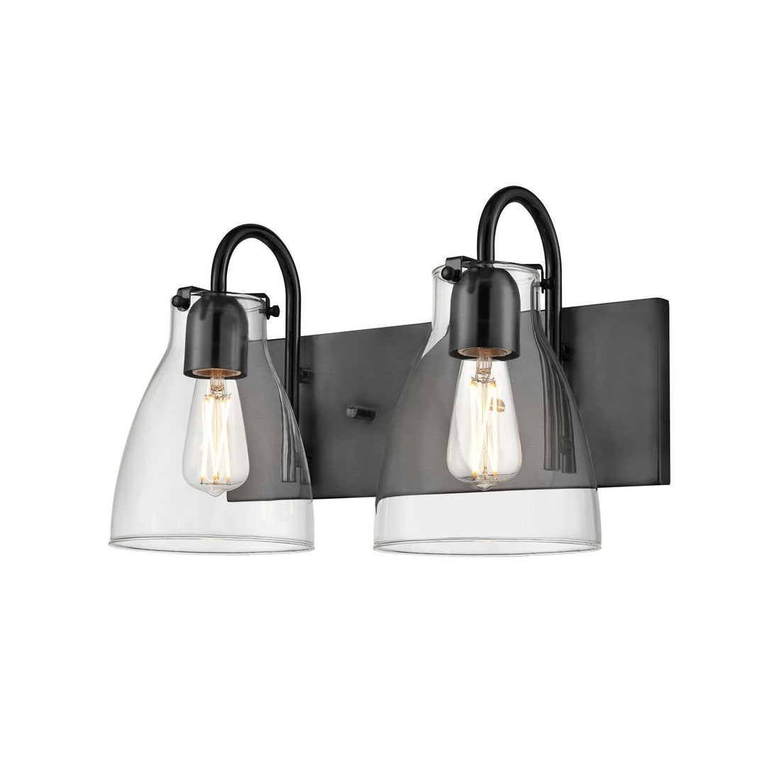 Emma Two Light Vanity in Ebony w/Clear Glass - available from The Lighting Shoppe, trusted by Canadian homeowners