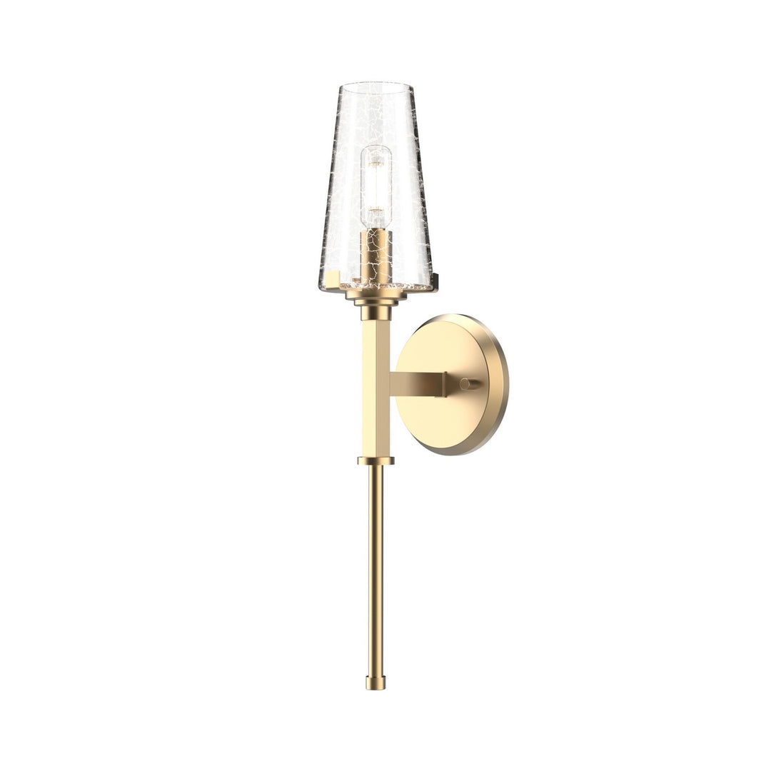 Athenium One Light Wall Sconce in Brass With Crackle Glass - available from The Lighting Shoppe, trusted by Canadian homeowners