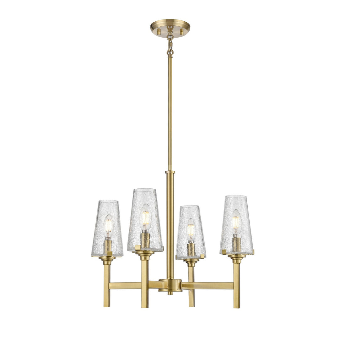 Athenium Four Light Chandelier in Brass With Crackle Glass - available from The Lighting Shoppe, trusted by Canadian homeowners