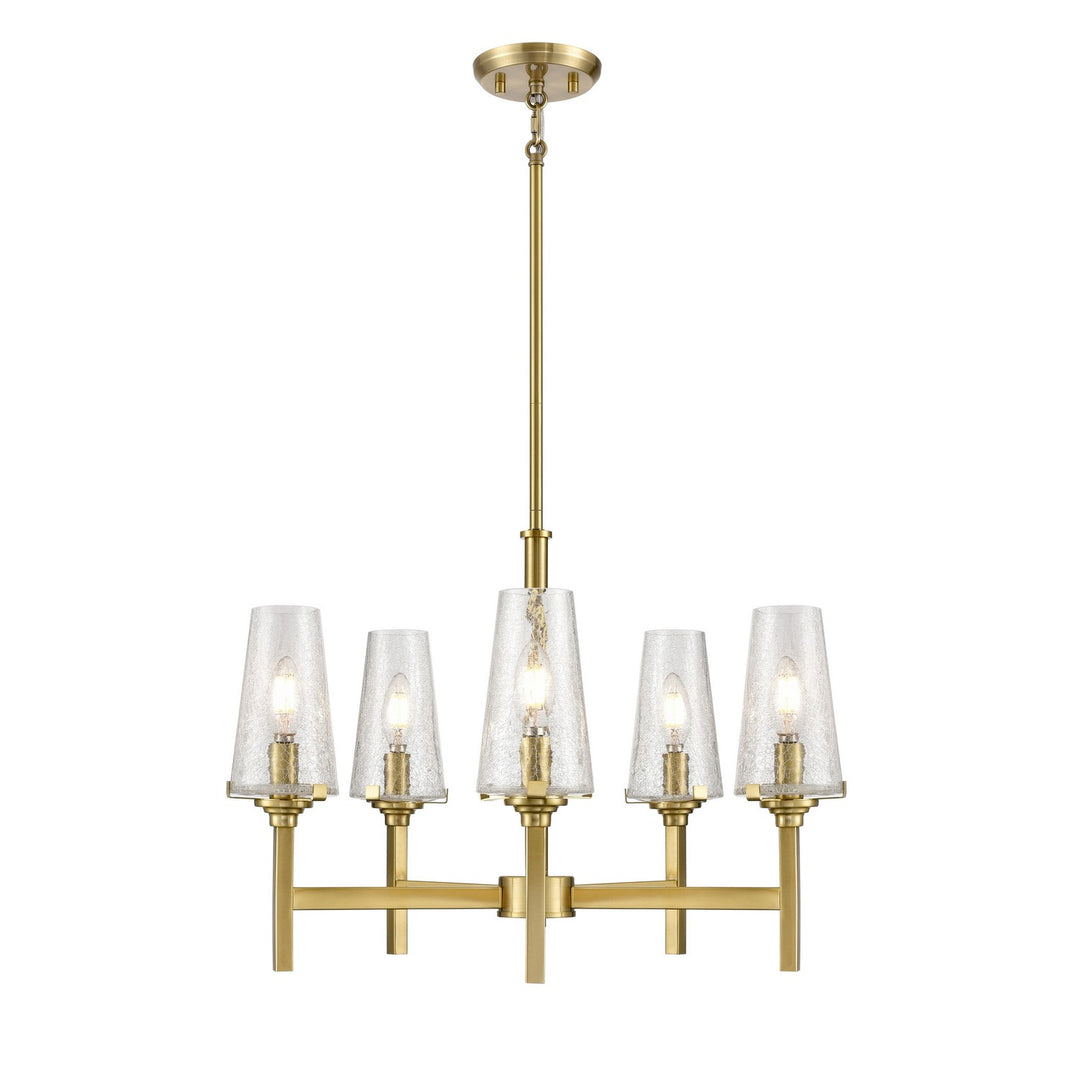 Athenium Five Light Chandelier in Brass With Crackle Glass - available from The Lighting Shoppe, trusted by Canadian homeowners