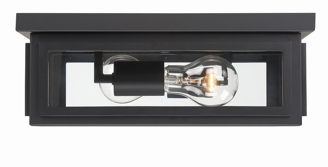 Byron Two Light Outdoor Flush Mount in Matte Black - available from The Lighting Shoppe, trusted by Canadian homeowners