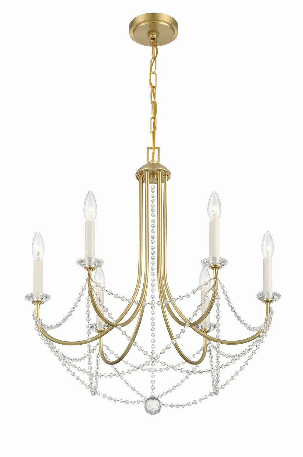 Delilah Six Light Chandelier in Aged Brass - available from The Lighting Shoppe, trusted by Canadian homeowners
