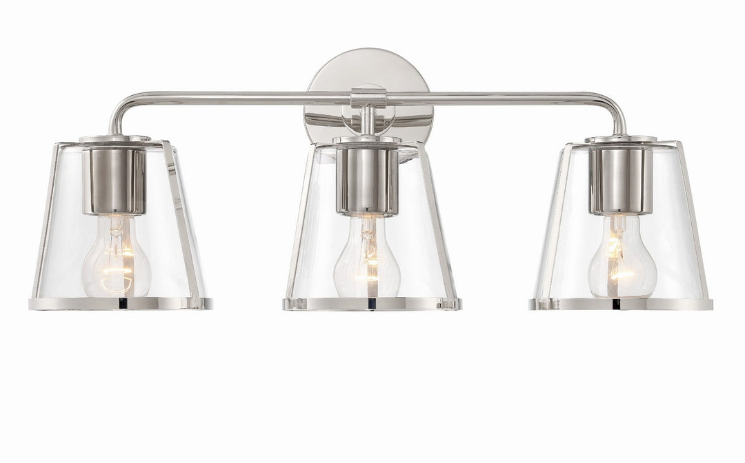 Fulton Three Light Bath in Polished Nickel - available from The Lighting Shoppe, trusted by Canadian homeowners