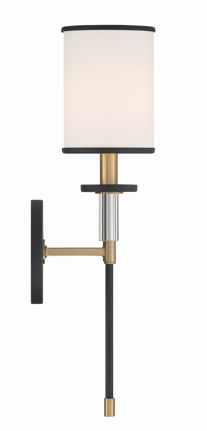 Hatfield One Light Wall Sconce in Black Forged + Vibrant Gold - available from The Lighting Shoppe, trusted by Canadian homeowners