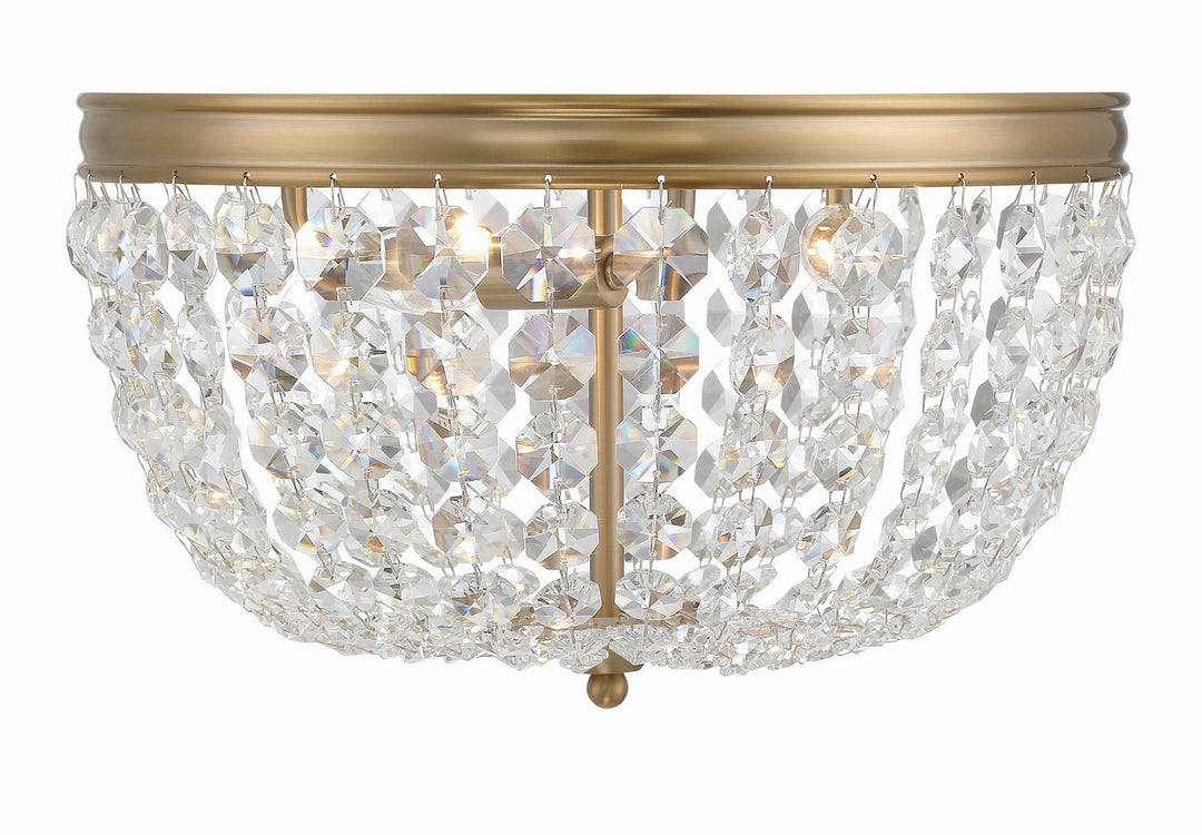 Nola Three Light Flush Mount in Vibrant Gold - available from The Lighting Shoppe, trusted by Canadian homeowners
