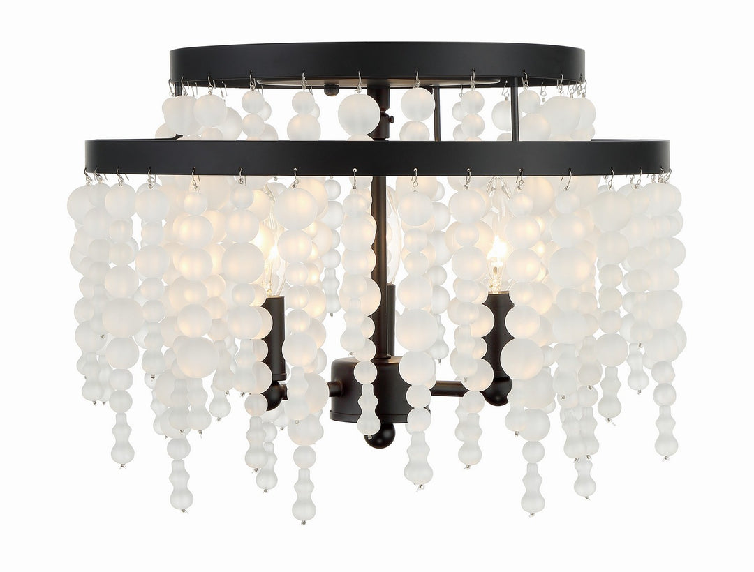 Poppy Three Light Semi Flush Mount in Matte Black - available from The Lighting Shoppe, trusted by Canadian homeowners