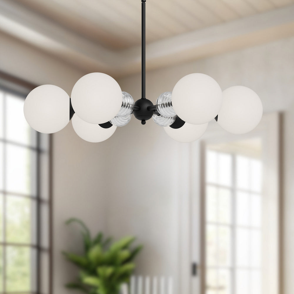 Alora Canada - CH415330MBOP - Six Light Chandelier - Celia - Matte Black/Opal Glass