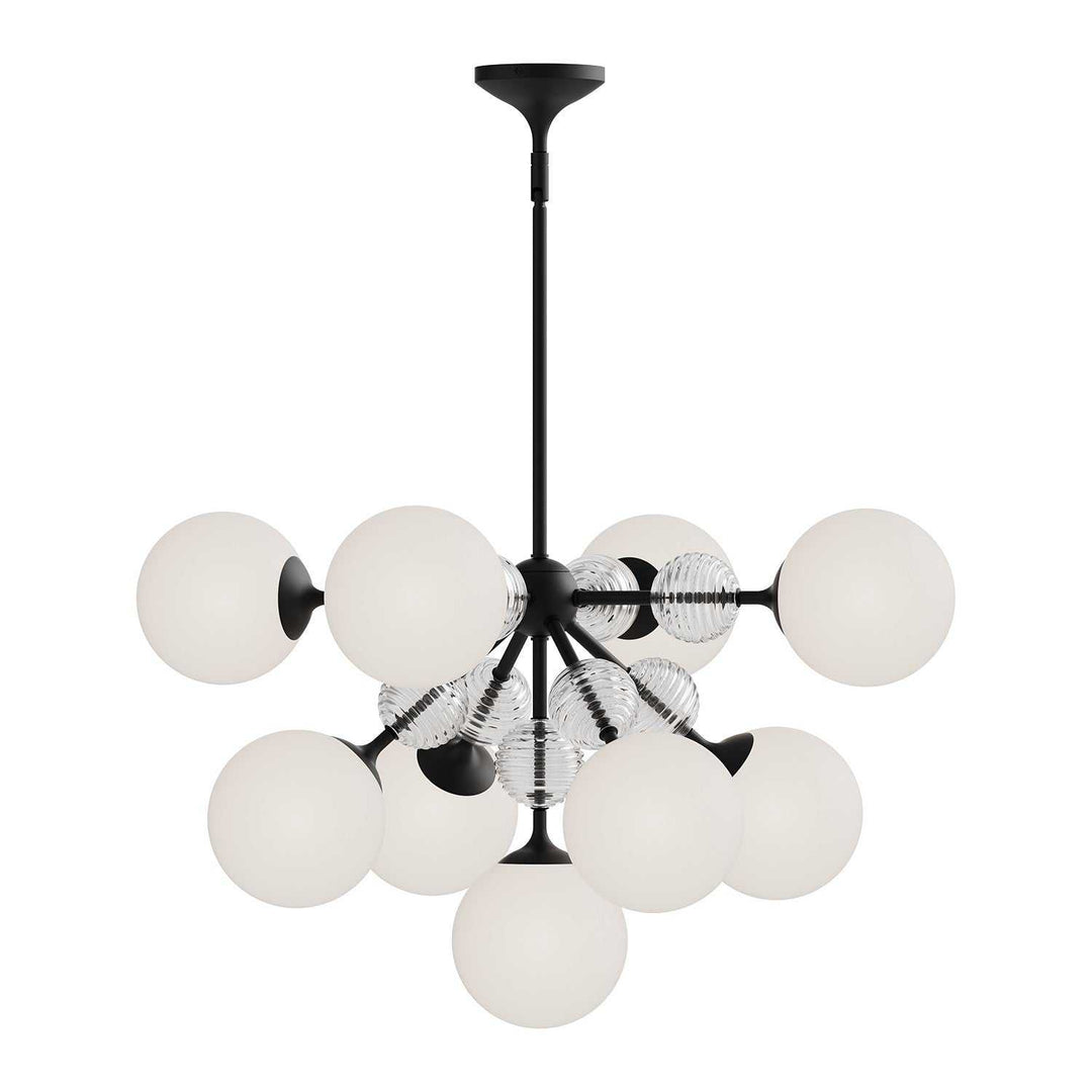 Alora Canada - CH415331MBOP - Nine Light Chandelier - Celia - Matte Black/Opal Glass