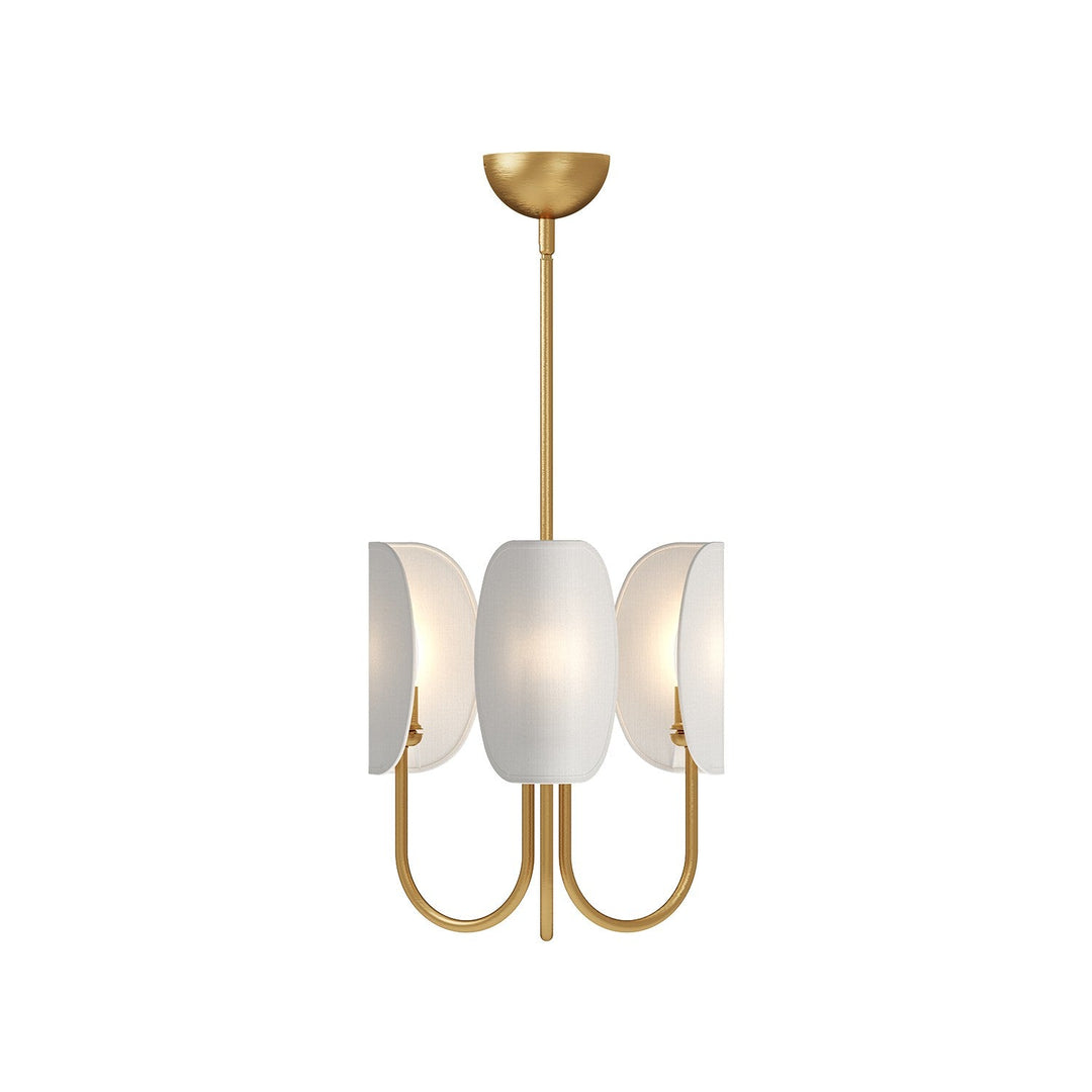 Alora Canada - CH450715AGCW - Three Light Chandelier - Seno - Aged Gold/White Cotton Fabric