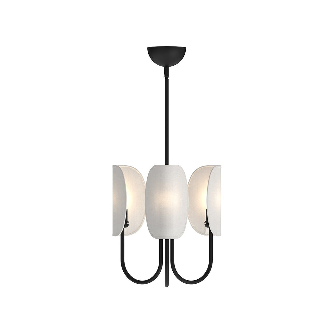 Alora Canada - CH450715MBCW - Three Light Chandelier - Seno - Matte Black/White Cotton Fabric