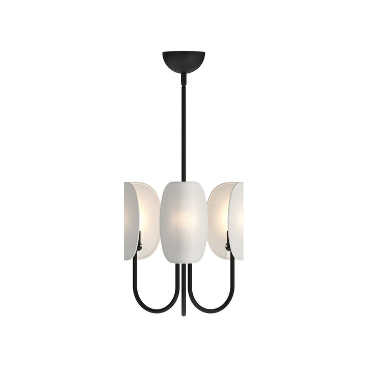 Alora Canada - CH450715MBCW - Three Light Chandelier - Seno - Matte Black/White Cotton Fabric