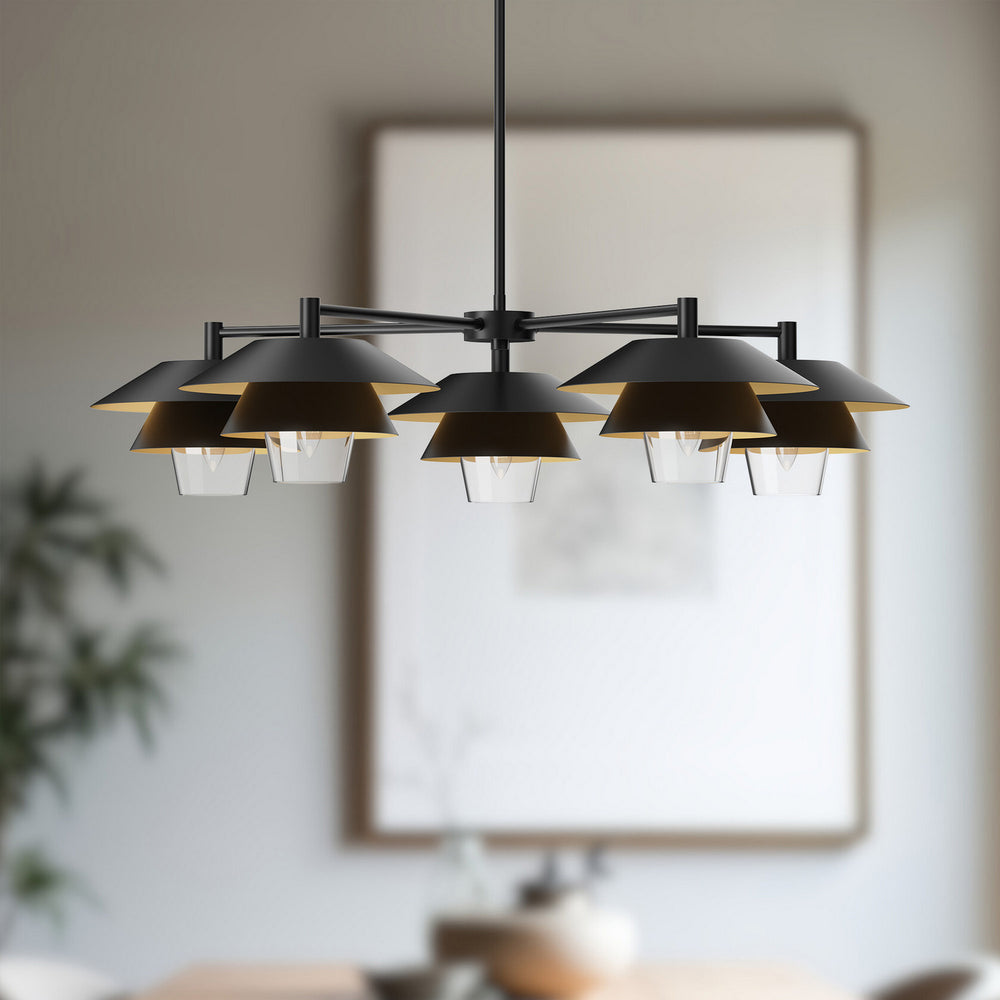 Alora Canada - CH475138MBCL - Five Light Chandelier - Tetsu - Matte Black/Clear Glass