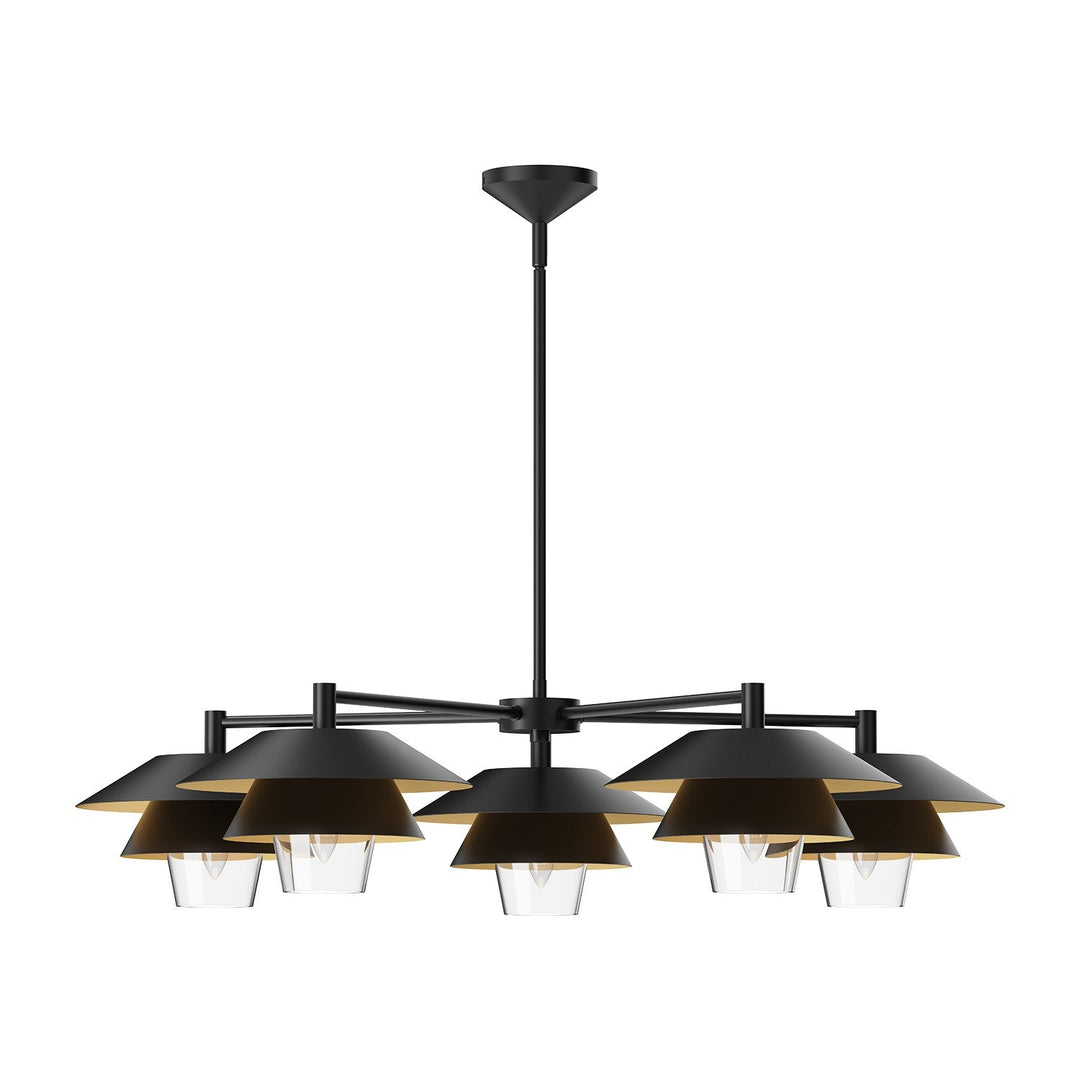 Alora Canada - CH475138MBCL - Five Light Chandelier - Tetsu - Matte Black/Clear Glass