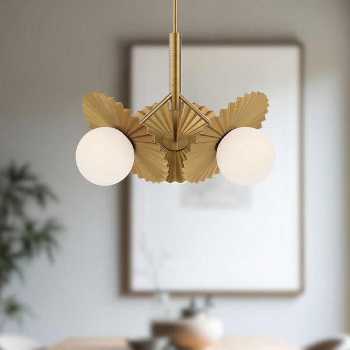 Alora Canada - CH501322BGOP - Three Light Chandelier - Plume - Brushed Gold/Opal Glass