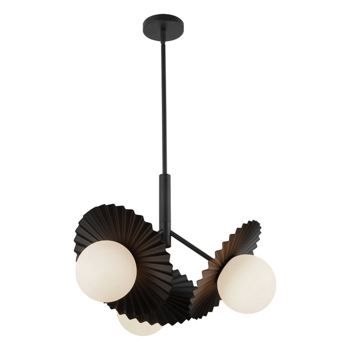 Alora Canada - CH501322MBOP - Three Light Chandelier - Plume - Matte Black/Opal Glass