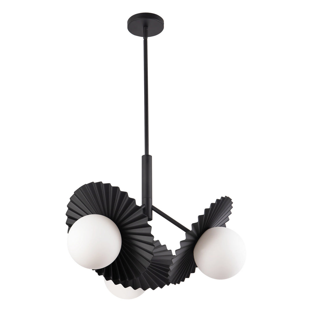 Alora Canada - CH501322MBOP - Three Light Chandelier - Plume - Matte Black/Opal Glass