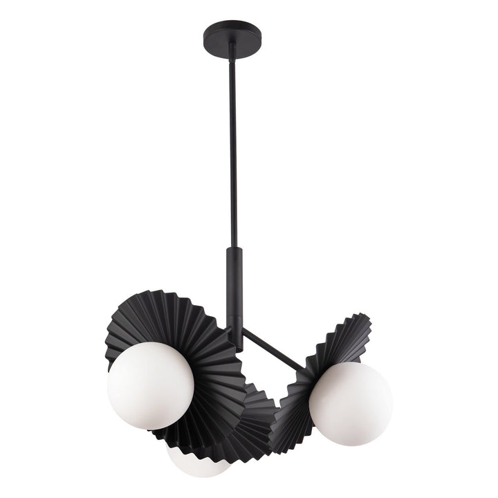 Alora Canada - CH501322MBOP - Three Light Chandelier - Plume - Matte Black/Opal Glass