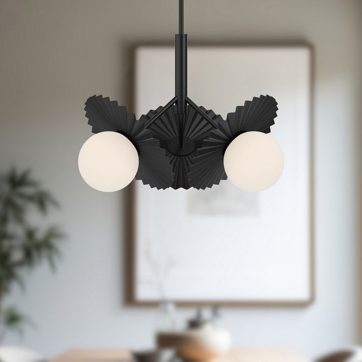 Alora Canada - CH501322MBOP - Three Light Chandelier - Plume - Matte Black/Opal Glass