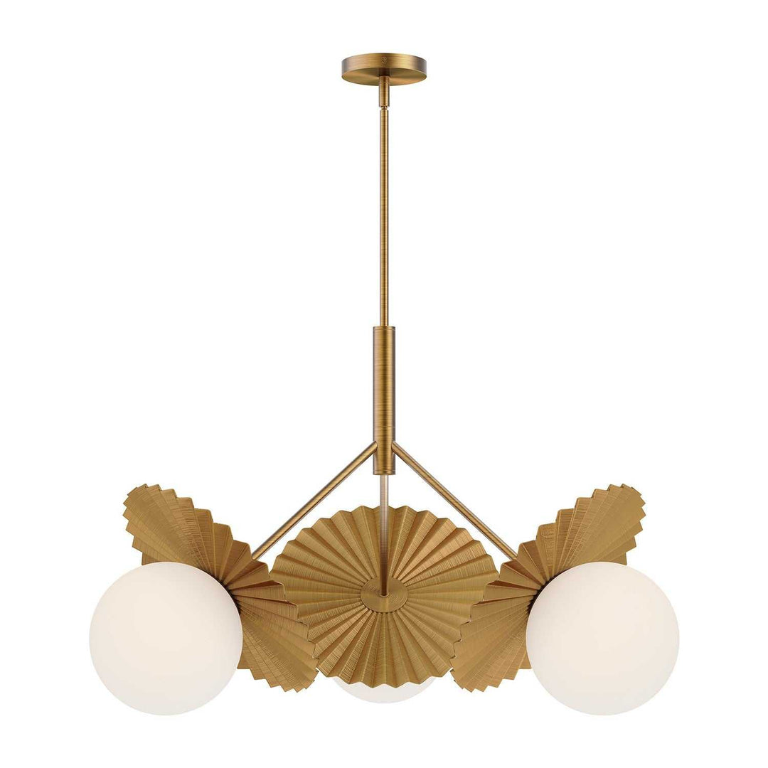 Alora Canada - CH501334BGOP - Three Light Chandelier - Plume - Brushed Gold/Opal Glass