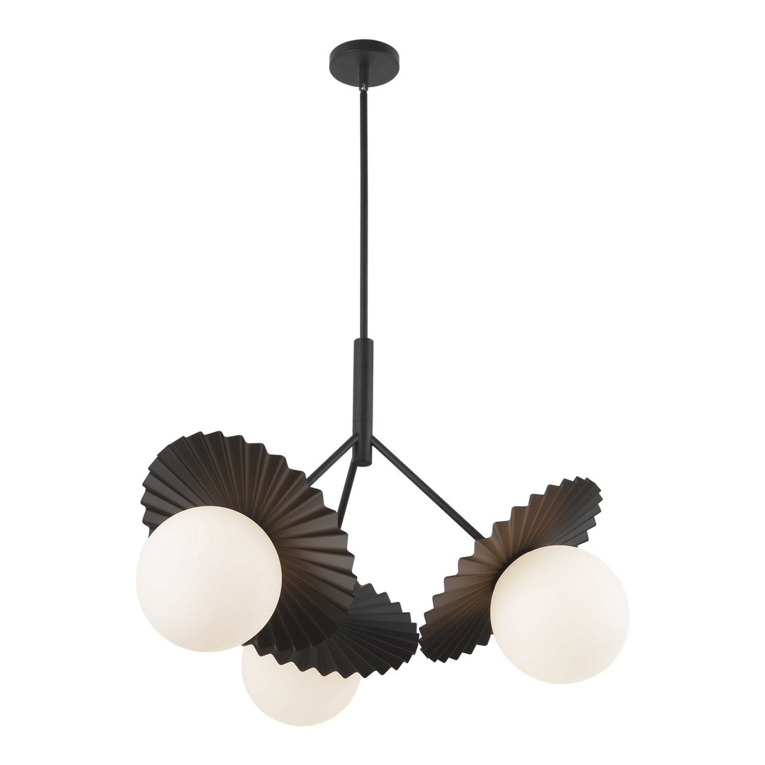 Alora Canada - CH501334MBOP - Three Light Chandelier - Plume - Matte Black/Opal Glass