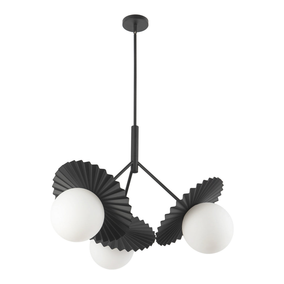 Alora Canada - CH501334MBOP - Three Light Chandelier - Plume - Matte Black/Opal Glass