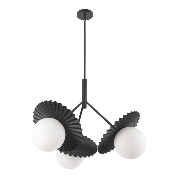 Alora Canada - CH501334MBOP - Three Light Chandelier - Plume - Matte Black/Opal Glass
