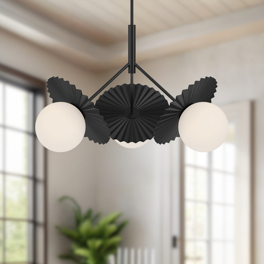 Alora Canada - CH501334MBOP - Three Light Chandelier - Plume - Matte Black/Opal Glass