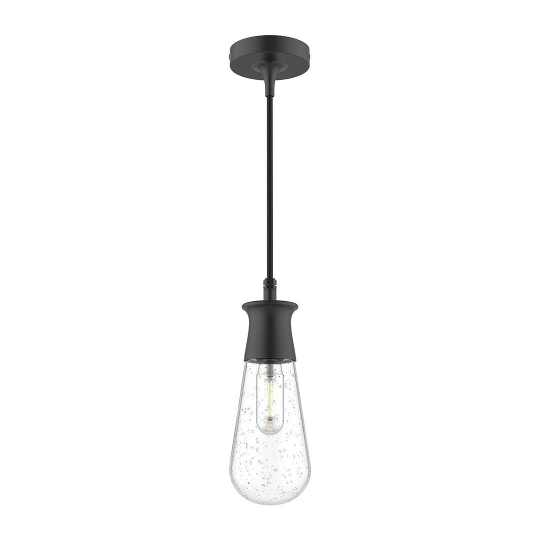 Alora Canada - EP464001BKCB - One Light Outdoor Pendant - Marcel - Clear Bubble Glass/Textured Black