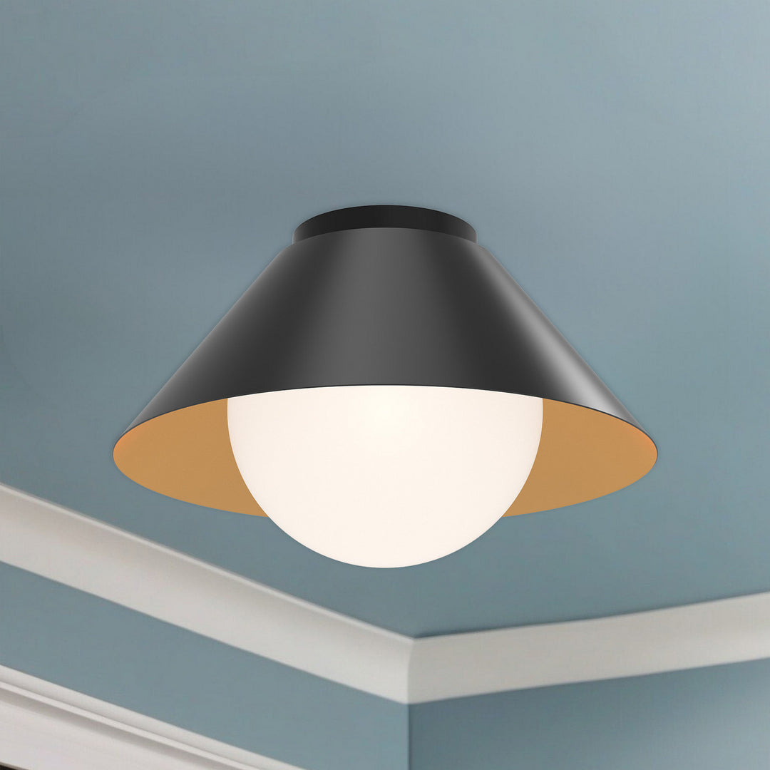 Alora Canada - FM485214MBOP - One Light Flush Mount - Remy - Matte Black/Opal Glass