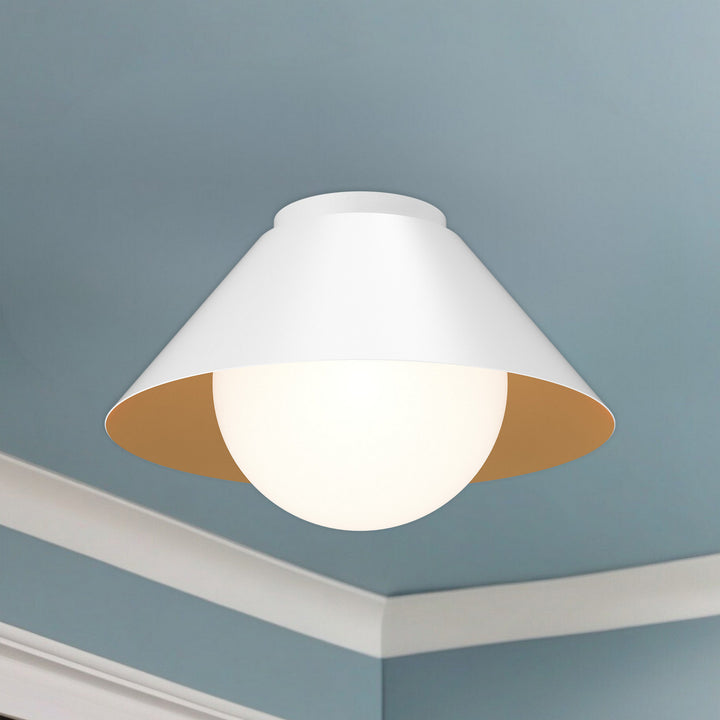 Alora Canada - FM485214WHOP - One Light Flush Mount - Remy - White/Opal Glass