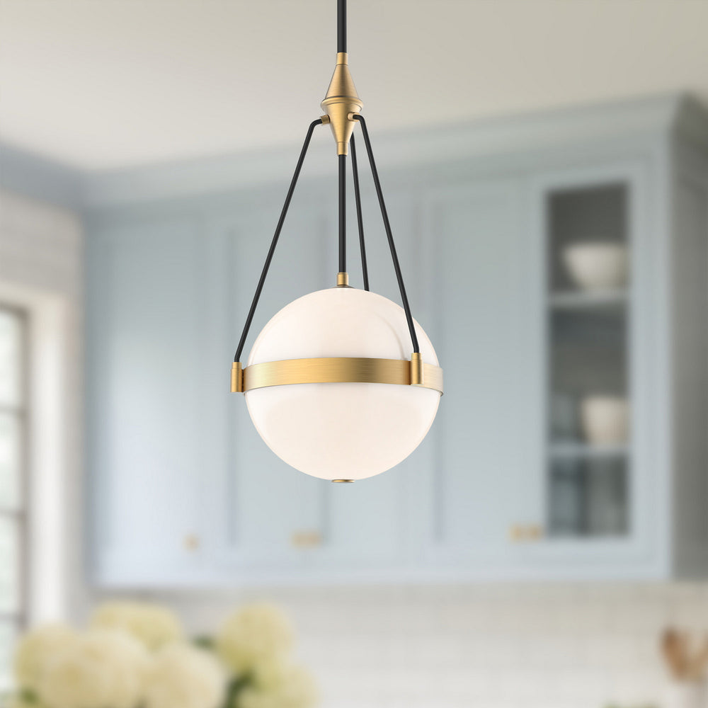 Alora Canada - PD406414BGGO - Three Light Pendant - Harmony - Brushed Gold/Glossy Opal Glass